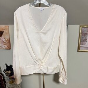 NWOT Express Cream Twist Front Blouse Looks and Feels like Silk